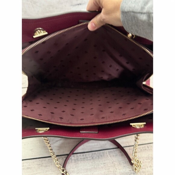 Kate Spade New York Jordyn Tote Burgundy Chain Handle Bag Pretty boujee career - Picture 12 of 16